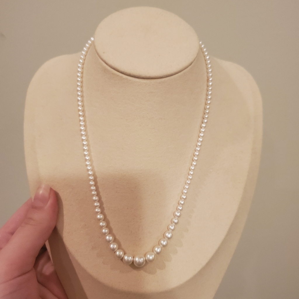 Vintage Faux Pearl Necklace With Box Clasp 16